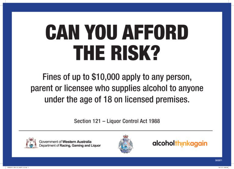 RESPONSIBLE SERVICE OF ALCOHOL RSA & OFFICIAL POSTERS Australian